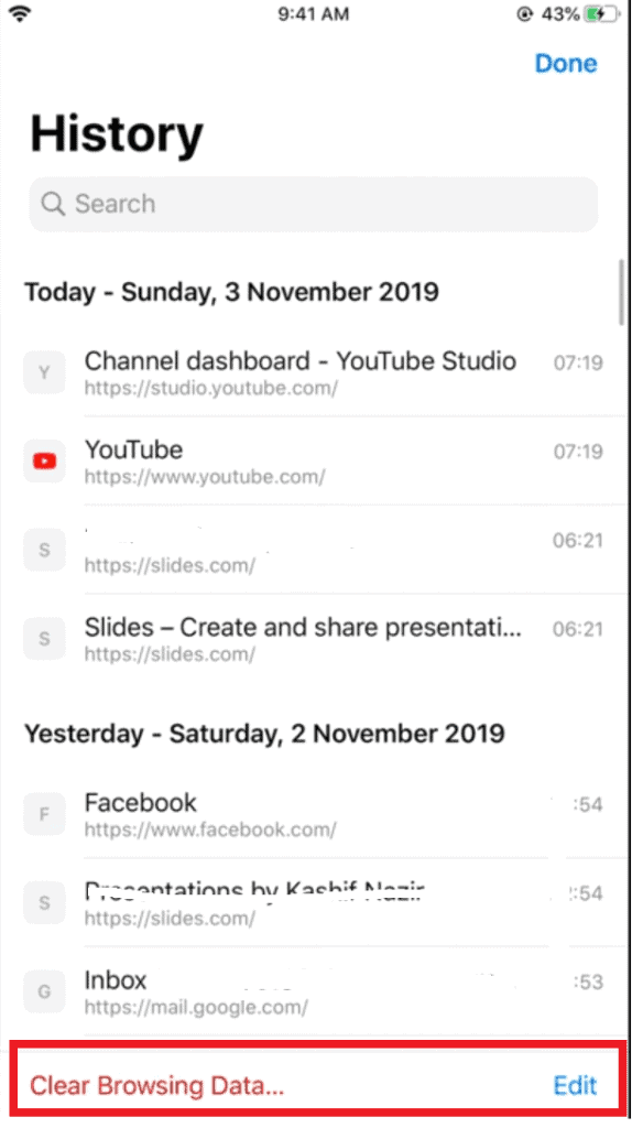 iPhone and iPad clear your Google history step 1
