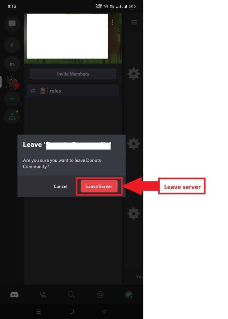 How to leave a discord server on Android IOS