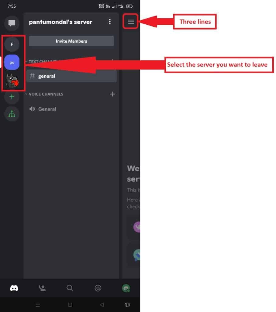 How to leave a discord server on Android/ IOS