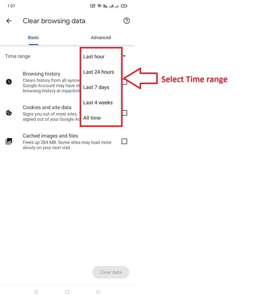 On Android, you can clear your Google history step 2