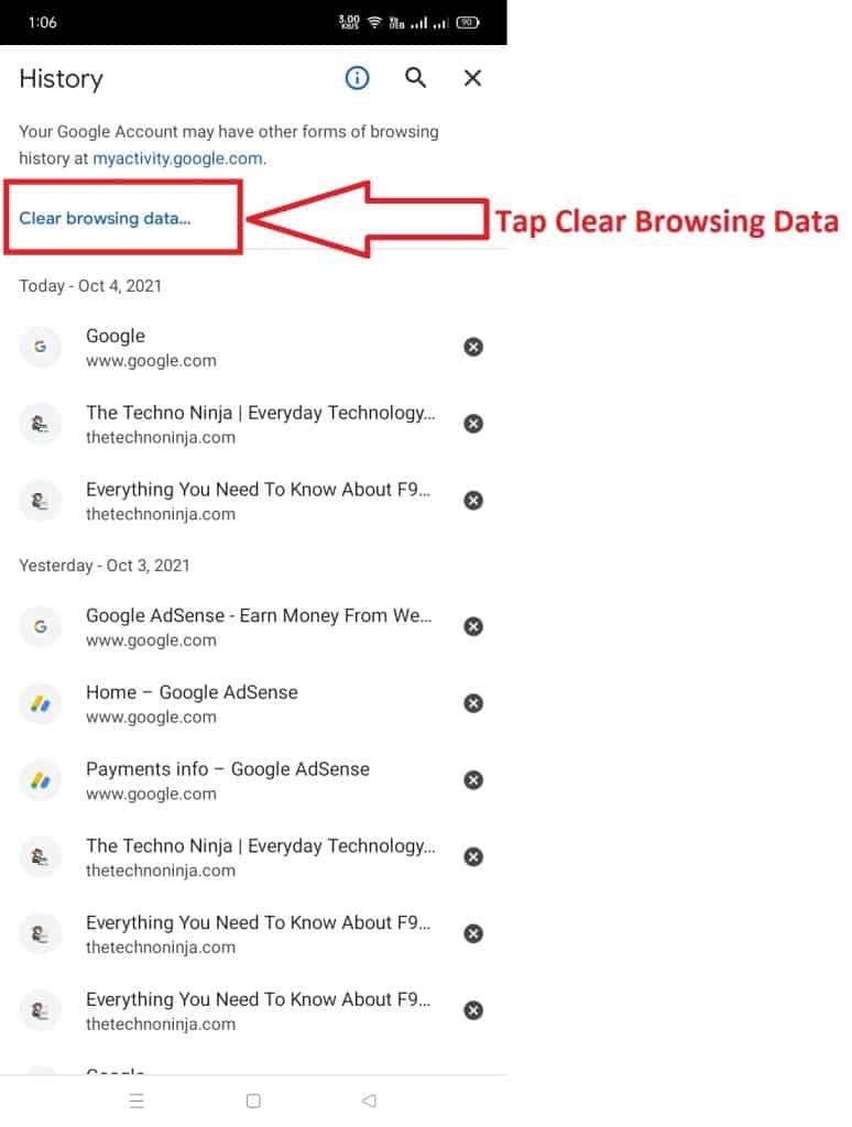 On Android, you can clear your Google history step 1