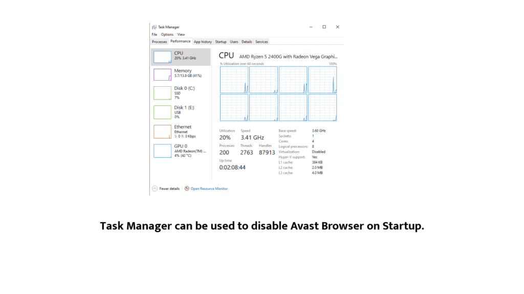 Task Manager can be used to disable Avast Browser on Startup.