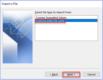 Import PST Files to Outlook using the Outlook Import Wizard