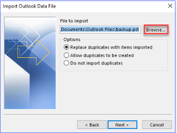 Import PST Files to Outlook using the Outlook Import Wizard
