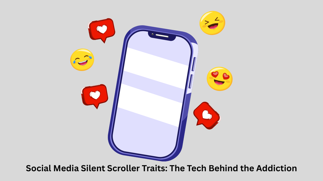 social media addiction, silent scroller, smartphone illustration, digital addiction, social media behavior, scrolling habit, dopamine effect, technology psychology, social media engagement, mental health and tech, social media usage, attention economy