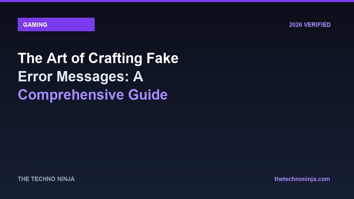 The Art of Crafting Fake Error Messages: A Comprehensive Guide - 2026 Verified Review & Guide | The Techno Ninja